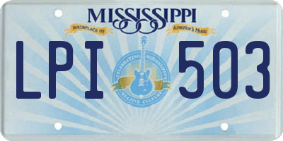 MS license plate LPI503