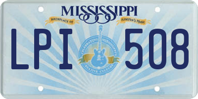 MS license plate LPI508