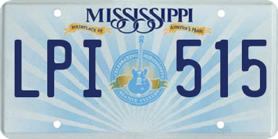 MS license plate LPI515
