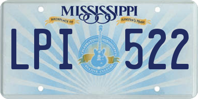 MS license plate LPI522