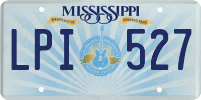 MS license plate LPI527