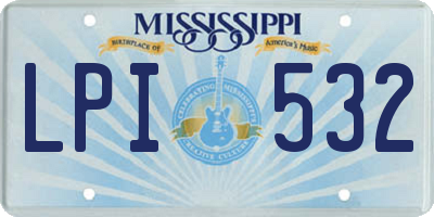 MS license plate LPI532