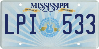 MS license plate LPI533