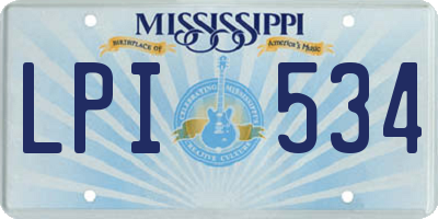 MS license plate LPI534