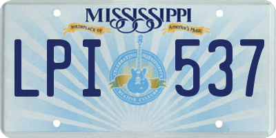 MS license plate LPI537
