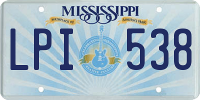 MS license plate LPI538