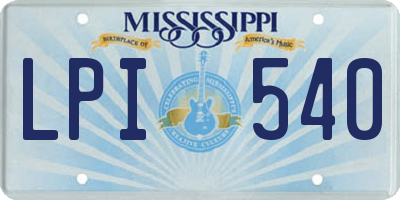 MS license plate LPI540