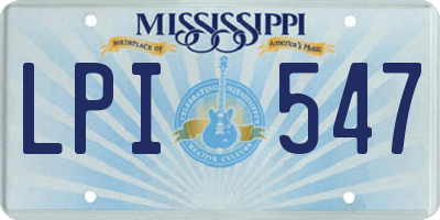 MS license plate LPI547