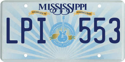 MS license plate LPI553