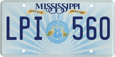 MS license plate LPI560