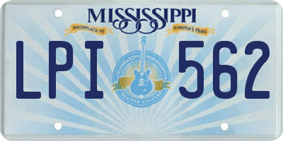 MS license plate LPI562