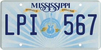 MS license plate LPI567