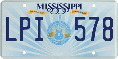 MS license plate LPI578