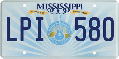 MS license plate LPI580