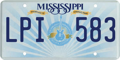 MS license plate LPI583
