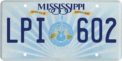MS license plate LPI602