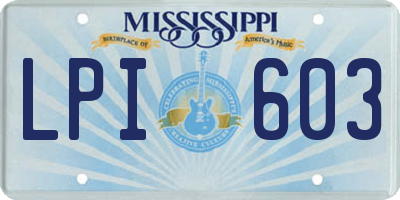 MS license plate LPI603