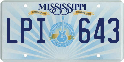 MS license plate LPI643
