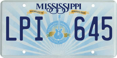 MS license plate LPI645