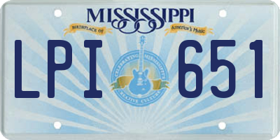 MS license plate LPI651