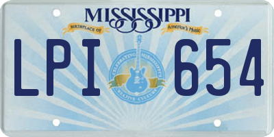 MS license plate LPI654