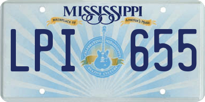 MS license plate LPI655