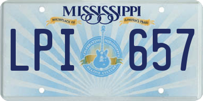 MS license plate LPI657