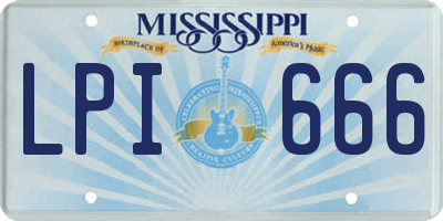 MS license plate LPI666