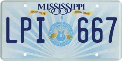 MS license plate LPI667