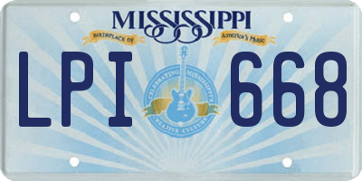 MS license plate LPI668