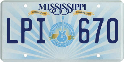 MS license plate LPI670