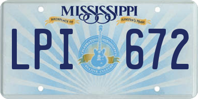 MS license plate LPI672