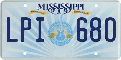 MS license plate LPI680
