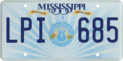 MS license plate LPI685