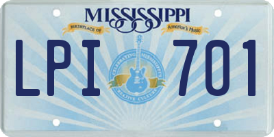 MS license plate LPI701