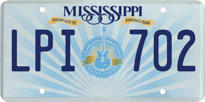 MS license plate LPI702