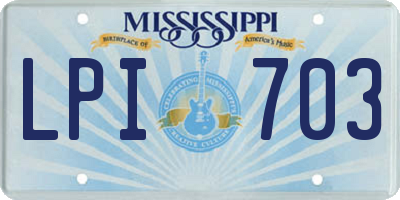 MS license plate LPI703