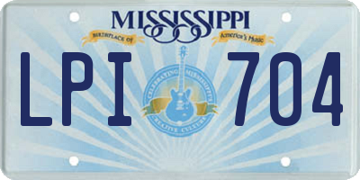 MS license plate LPI704