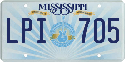 MS license plate LPI705