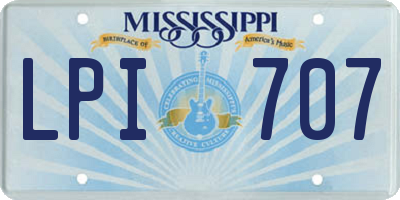 MS license plate LPI707