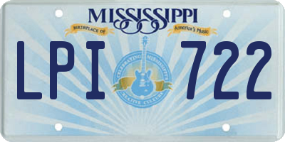 MS license plate LPI722