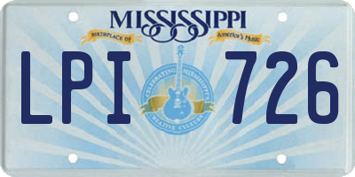 MS license plate LPI726