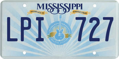 MS license plate LPI727