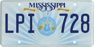 MS license plate LPI728