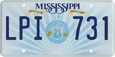 MS license plate LPI731