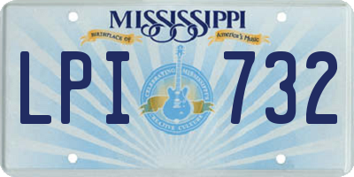 MS license plate LPI732