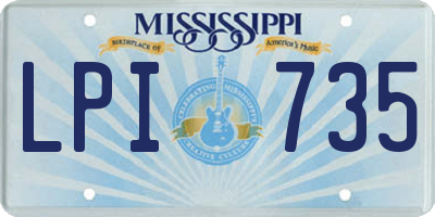MS license plate LPI735