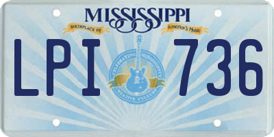 MS license plate LPI736