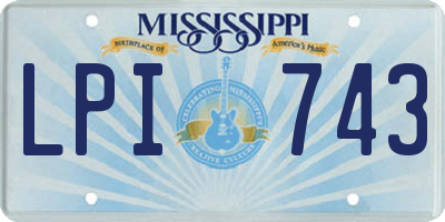 MS license plate LPI743