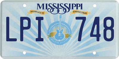 MS license plate LPI748